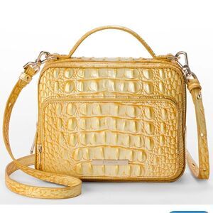 NWT Brahmin Tory Yellow Croc-Embossed Women's Bag